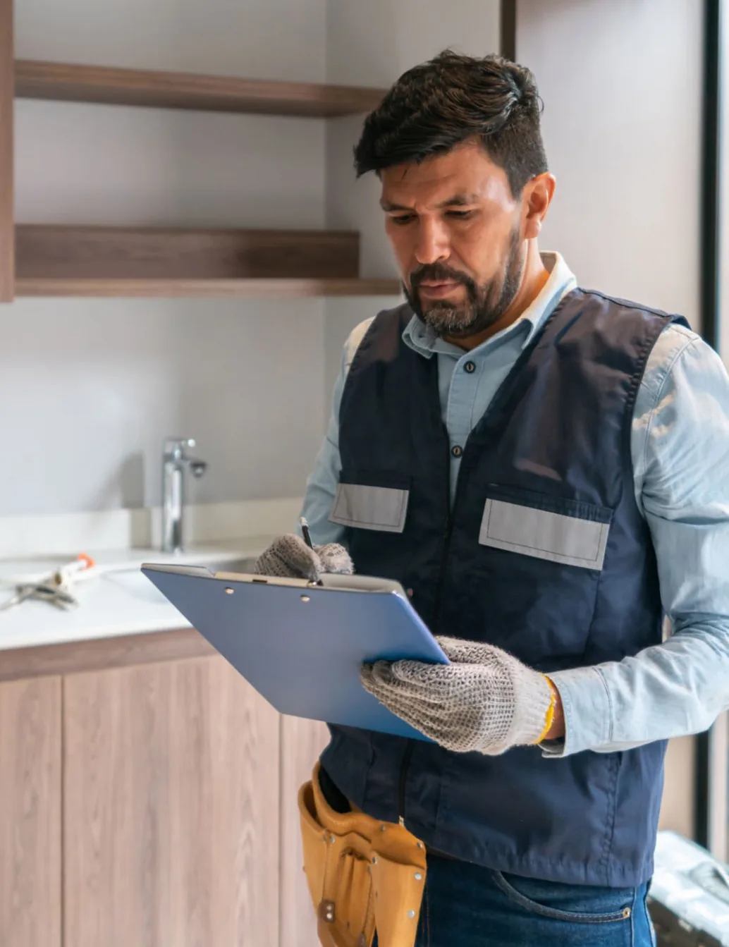 Inspector reviewing a property checklist