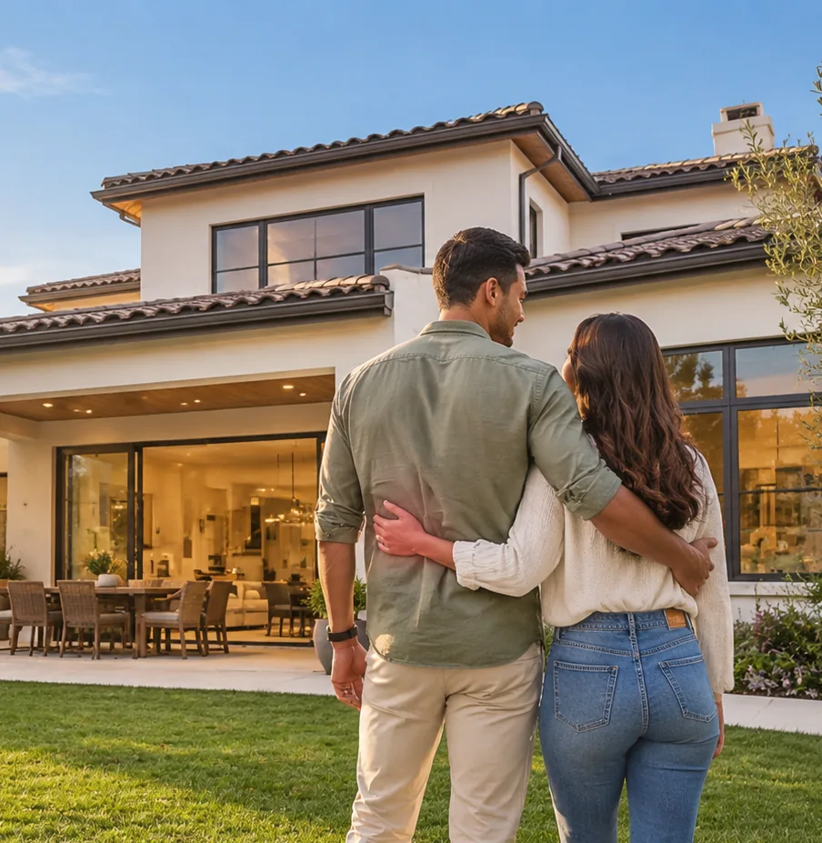 Couple looking at their new California home